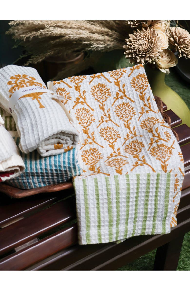 Banyan & Birch Nikhar Harmony Cotton Waffle Kitchen Towels - Mixed Set of 2, Alternate, color, Multi-Color