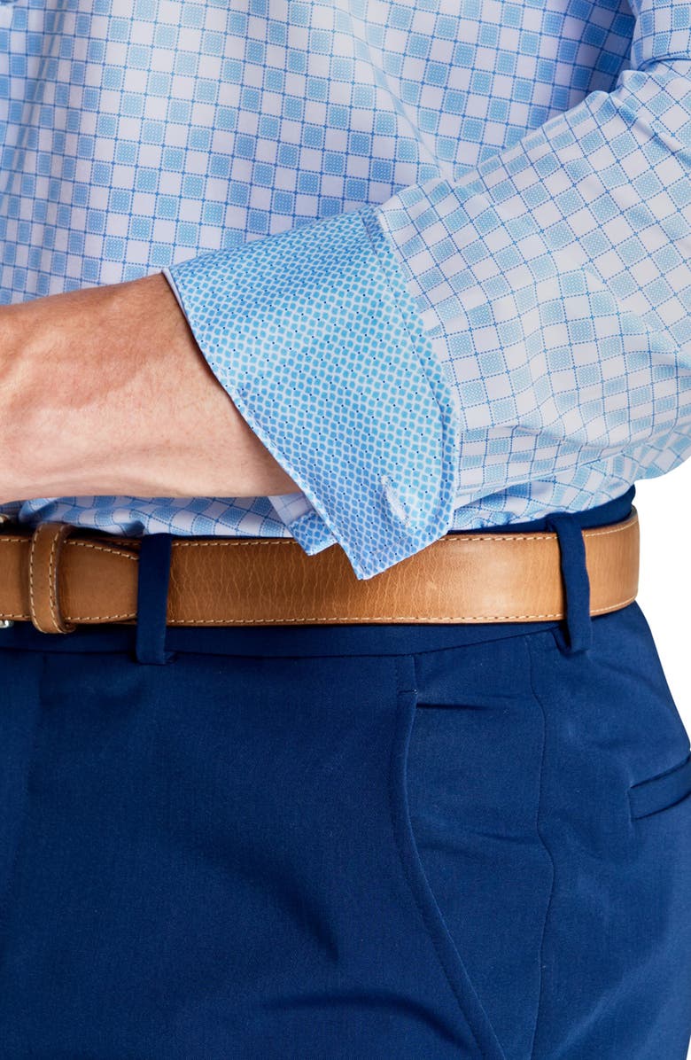 W.R.K Slim Fit Checker Print Performance Dress Shirt, Alternate, color, White/ Blue