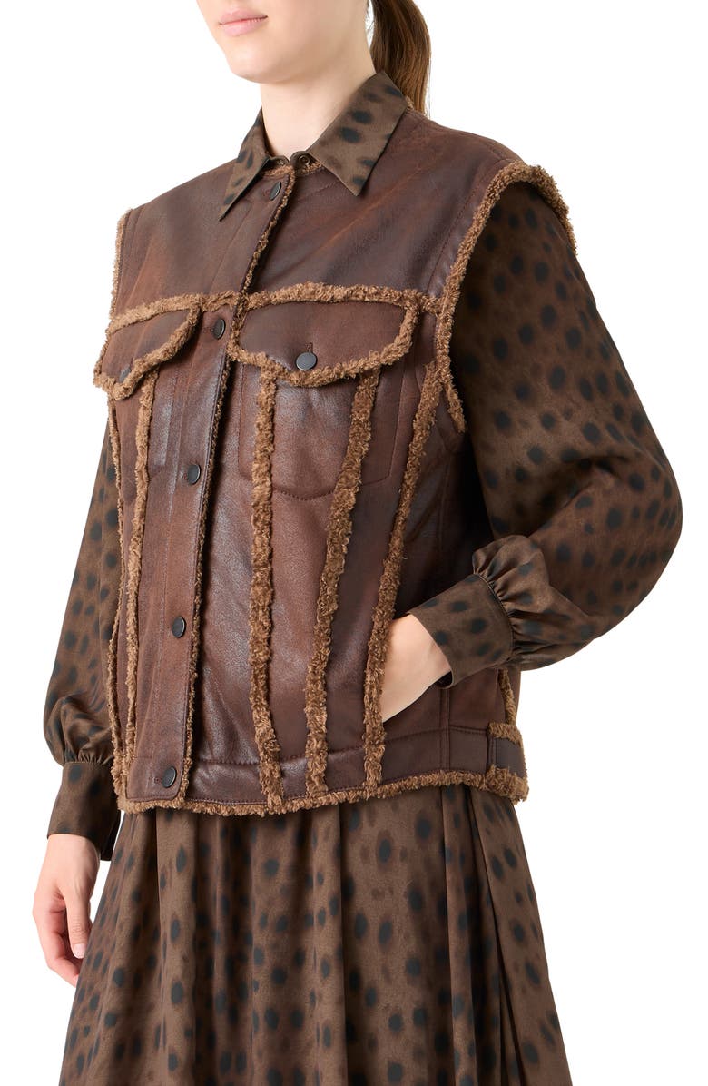 Akris punto Faux Shearling Vest, Alternate, color, Bark