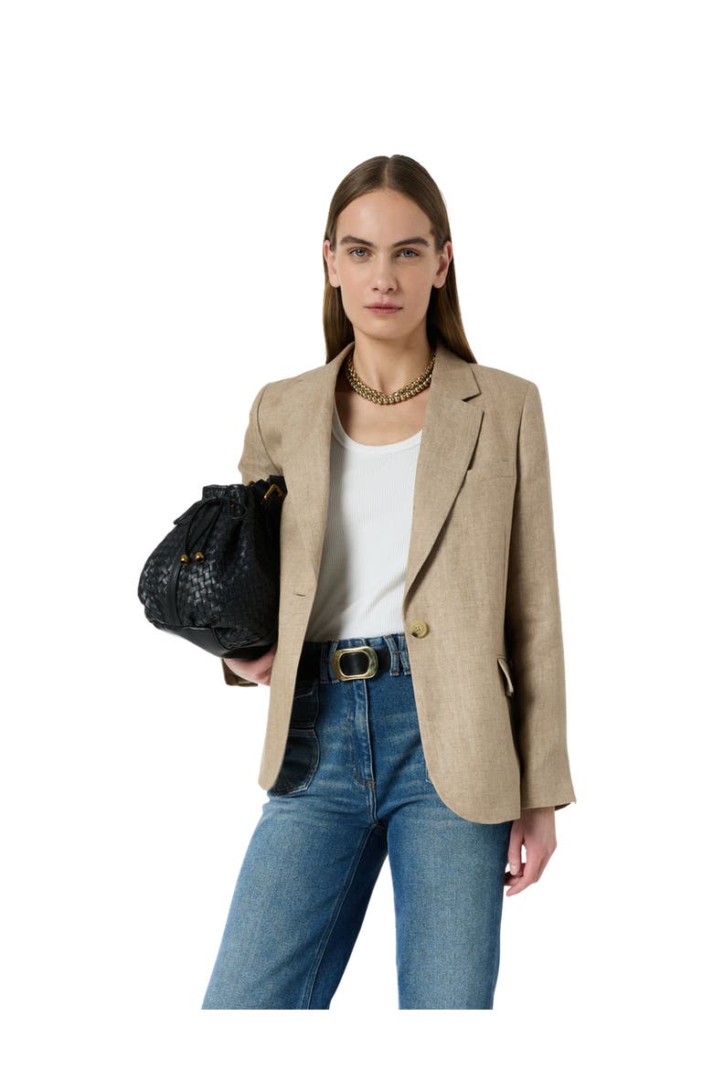 Taliya Linen Blazer, Main, color, Sand