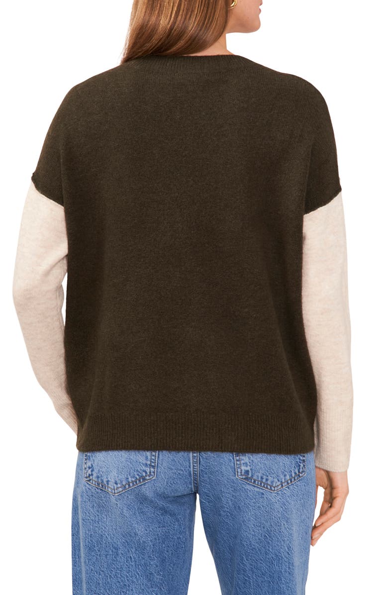 Vince Camuto Colorblock Sweater, Alternate, color, Dark Olive