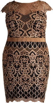 Tadashi Shoji Sequin Cap Sleeve Lace Dress