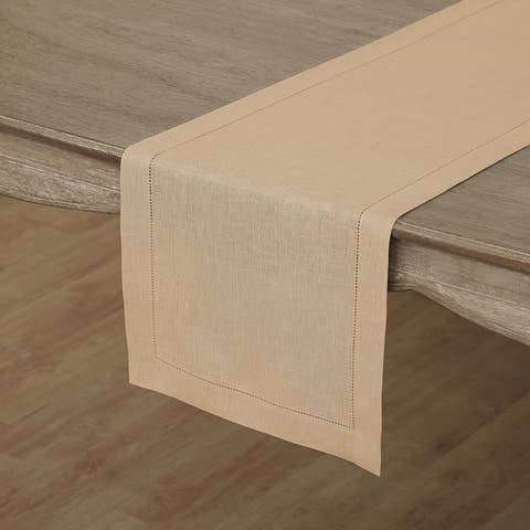 Linen Table Runner for Dining Table, Holiday and Everyday Table Decor - Classic Hemstitch