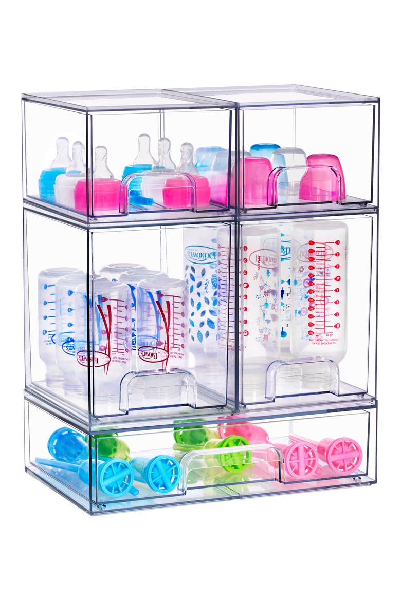5-Piece Clear Stackable Storage Bins, Alternate, color, NO COLOR