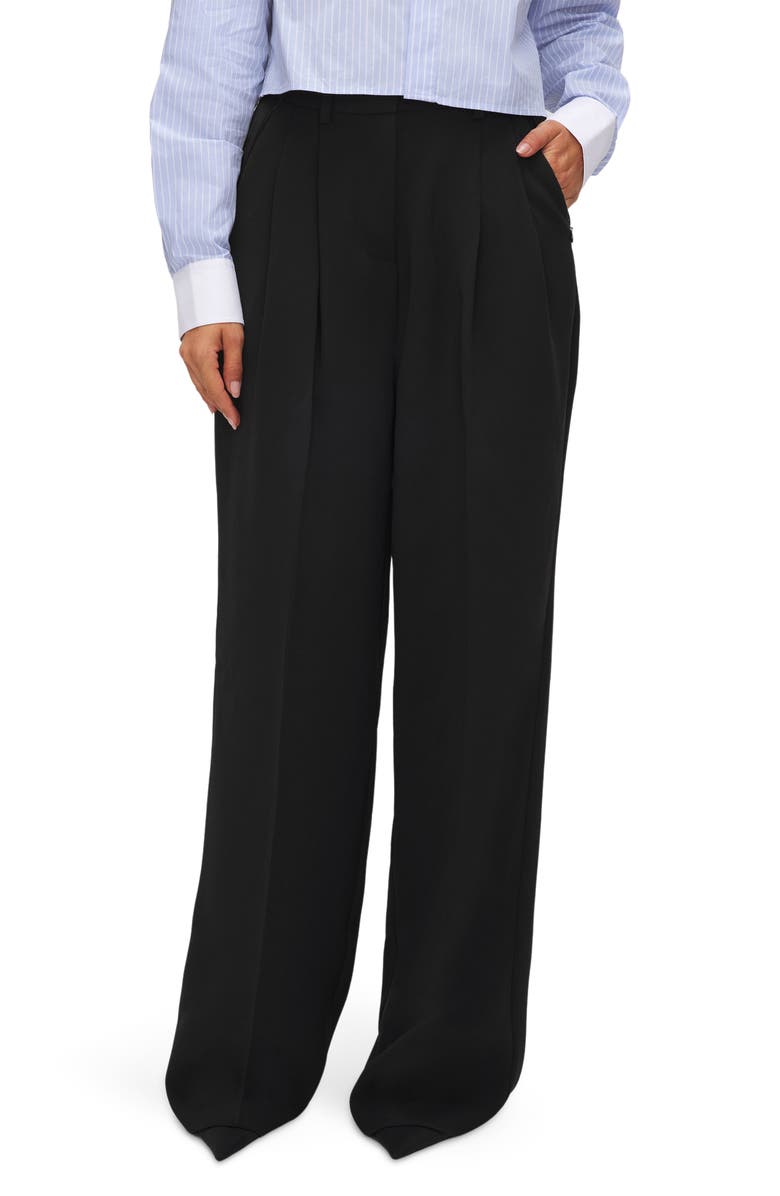 Good American Luxe Suiting Wide Leg Pants, Main, color, Black