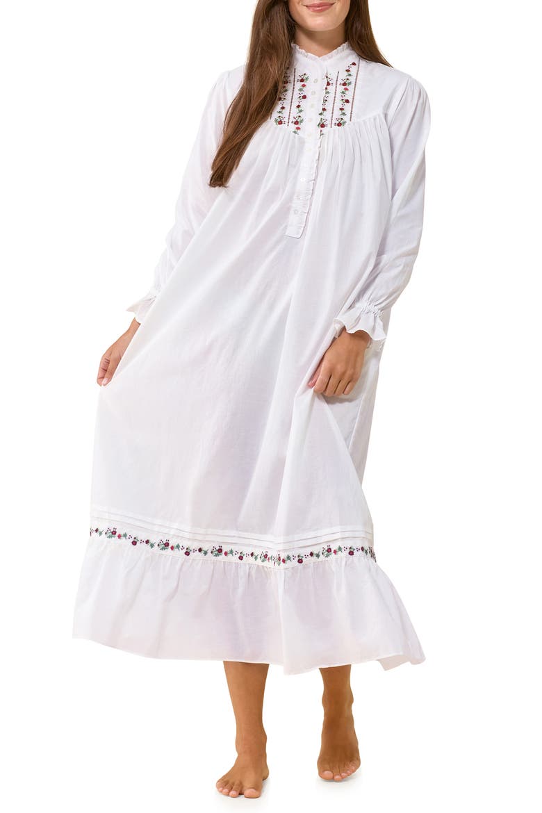 Embroidered Cotton Lawn Ballet Nightgown, Alternate, color, WHITE