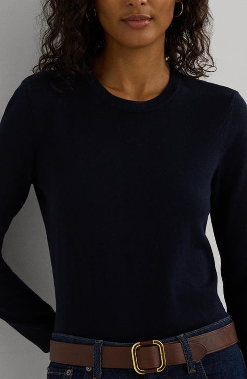 Ralph Lauren Lauren  Cotton & Modal Crewneck Sweater In Lauren Navy