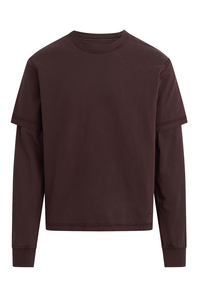Hybrid Layered Long Sleeve Cotton T-Shirt, Alternate, color, RICH BROWN