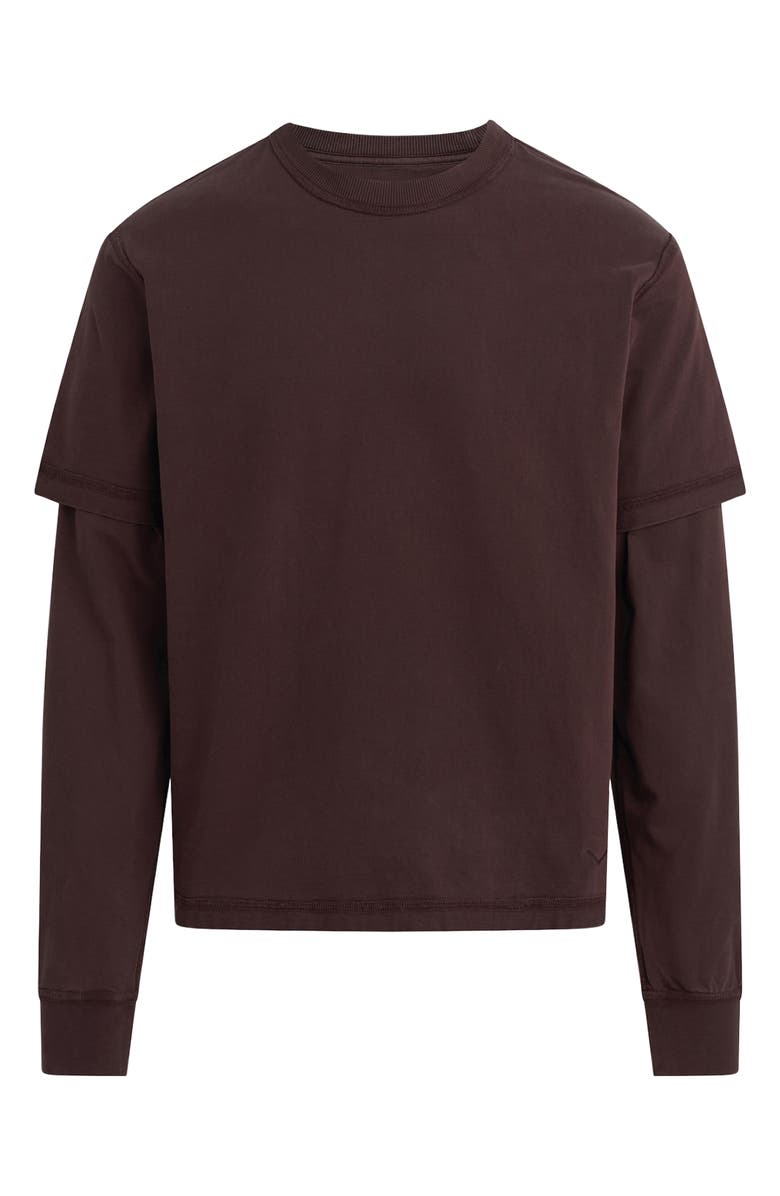 Hudson Jeans Hybrid Layered Long Sleeve Cotton T-Shirt, Alternate, color, Rich Brown