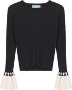 Joie De Vivre Rib Knit Belt Cuff Long Sleeve Top