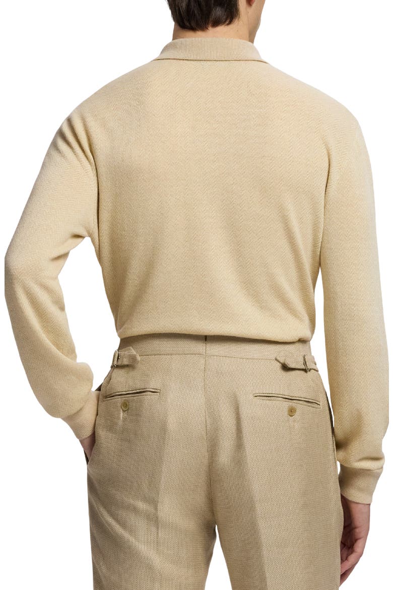 Long Sleeve Linen & Cashmere Polo Sweater, Alternate, color, NATURAL