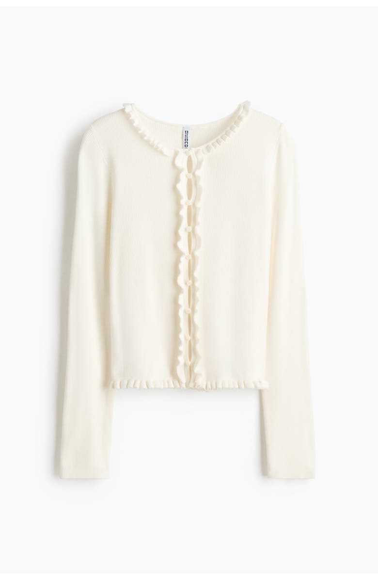 H&M Frill-trimmed Cardigan, Main, color, White