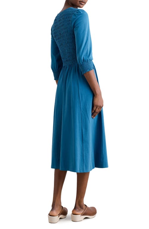 Seasalt Cornwall Sea Sound Smocked Midi Dress In Blue