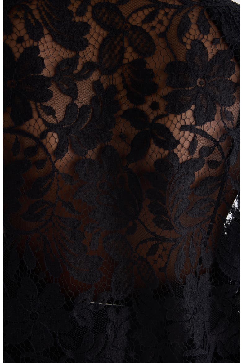 Long Sleeve Lace Minidress, Alternate, color, BLACK