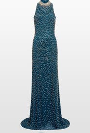 Jenny Packham Sisley High-Neck Embellished Maxi Dress