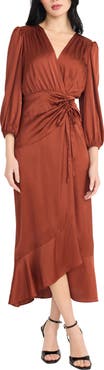 Donna Morgan Front Tie Satin Dress