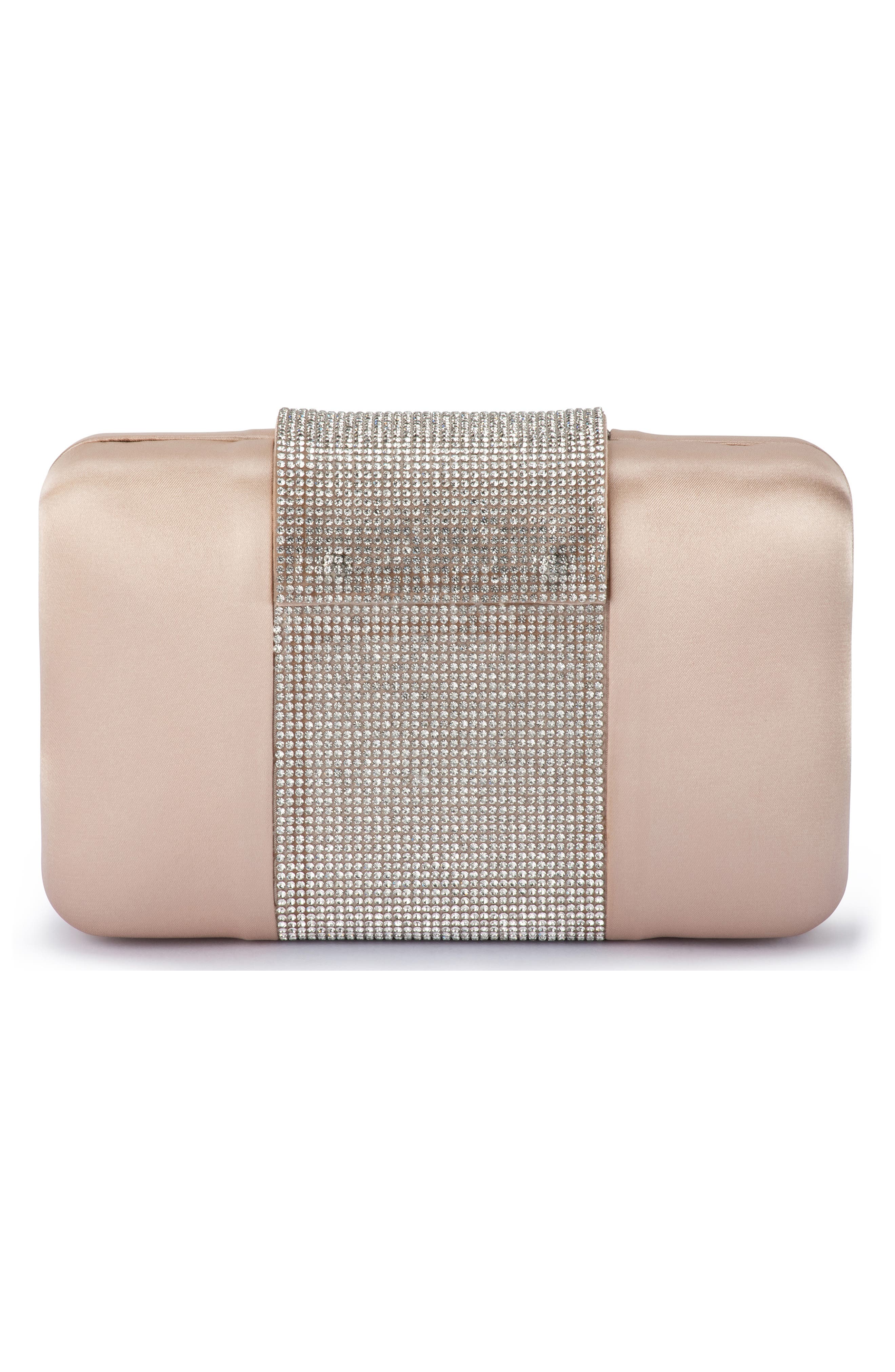 Aubrey Crystal Trim Clutch, Alternate, color, NATURAL