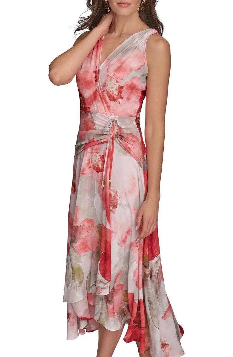 Donna Karan New York Floral Midi Dress, Alternate, color, 