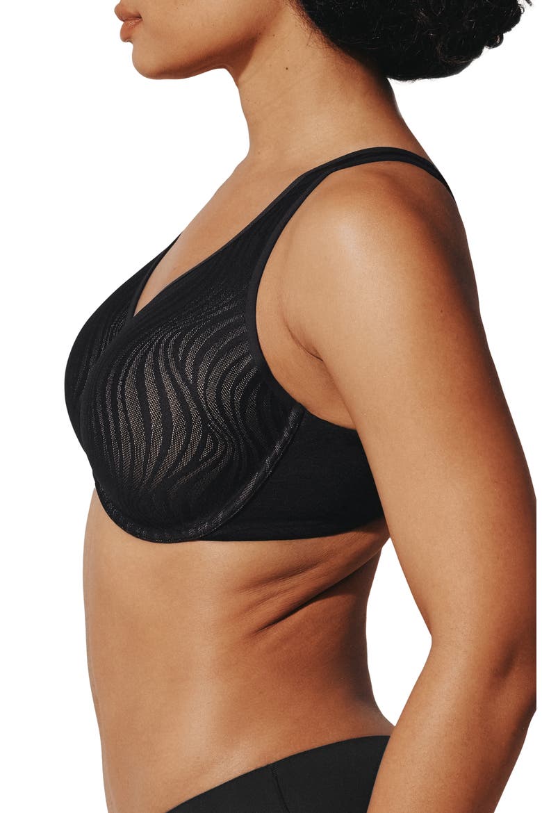 24/7® Classic Underwire Unlined Lace Minimizer Bra, Alternate, color, BLACK