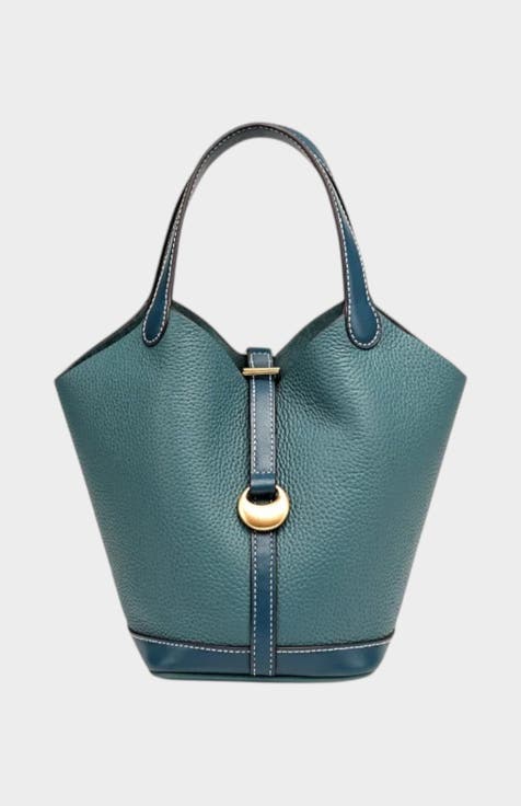 Monaco Genuine Pebble Leather Bucket Bag