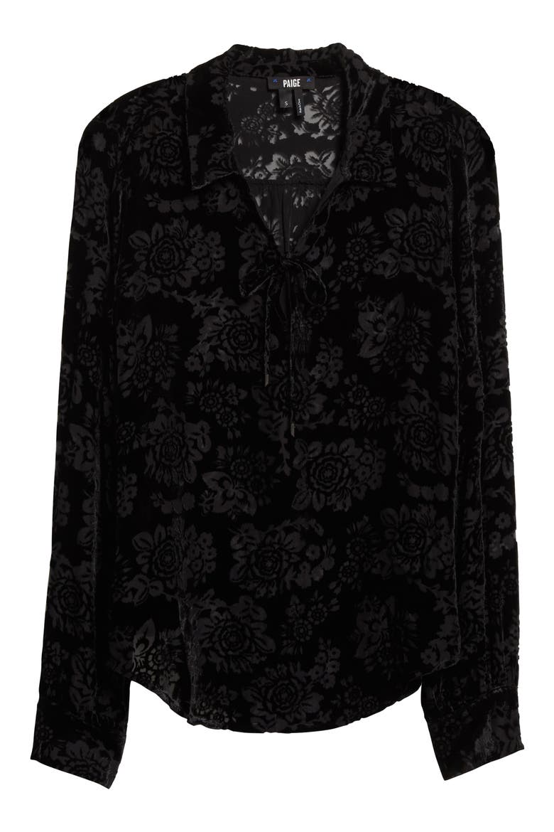 Ivonne Floral Burnout Velvet Top, Alternate, color, BLACK