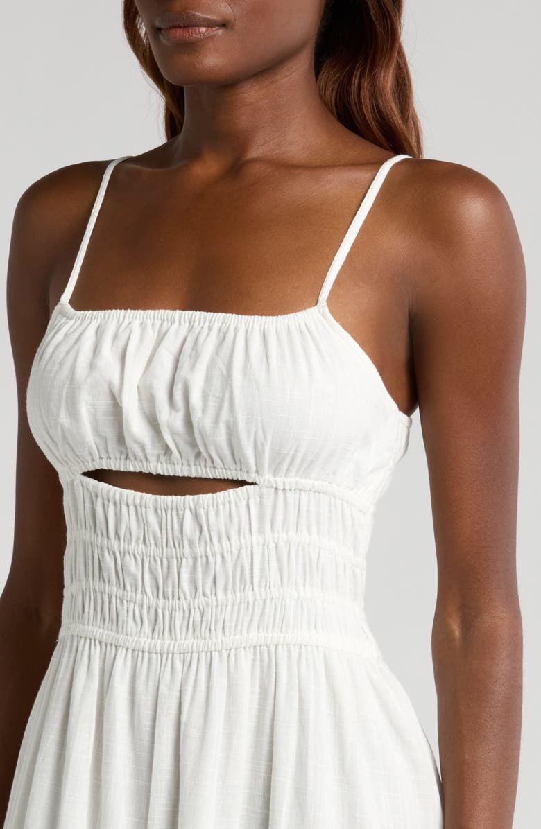Billabong Cloud Cutout Detail Cotton Midi Sundress, Alternate, color, Salt Crystal