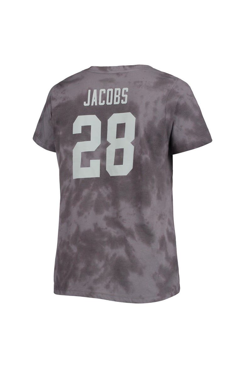 Women's Josh Jacobs Charcoal Las Vegas Raiders Plus Size Name & Number Tie-Dye T-Shirt, Alternate, color, Charcoal