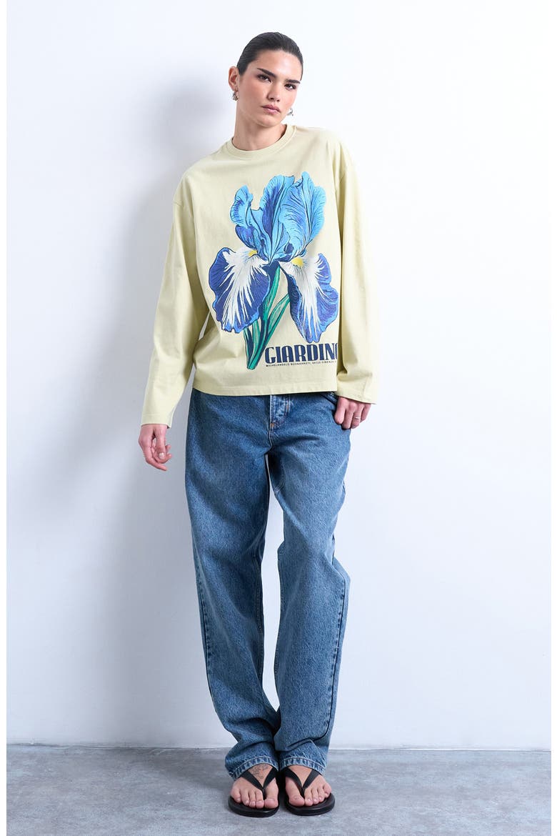 Giardino Iris Skater Long Sleeve Graphic T-Shirt, Alternate, color, LIGHT GREEN