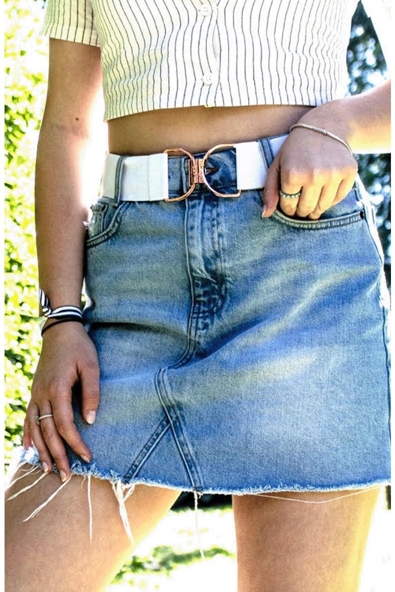 Bubbly Oversize Clasp Stretch Belt, Alternate, color, WHITE