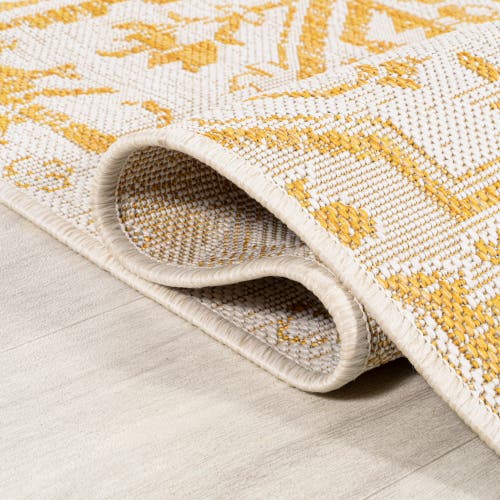 Jonathan Y Estrella Bohemian Medallion Textured Weave Indoor/outdoor Area Rug In Cream/yellow
