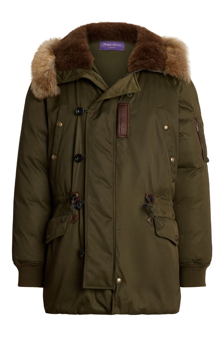 Insulated Down Parka Jacket with Genuine Shearling Trim (Men