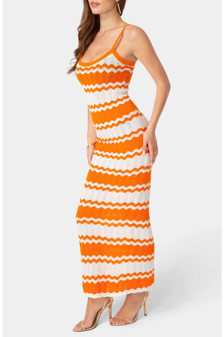 Stripe Knit Maxi Dress, Alternate, color, ORANGE/ WHITE