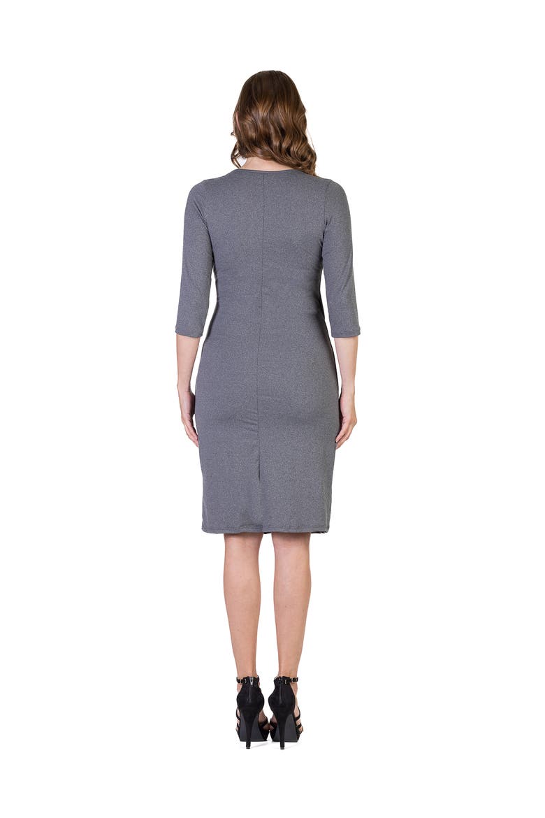 Draped in Style Knee Length V-neck Dress, Alternate, color, Grey