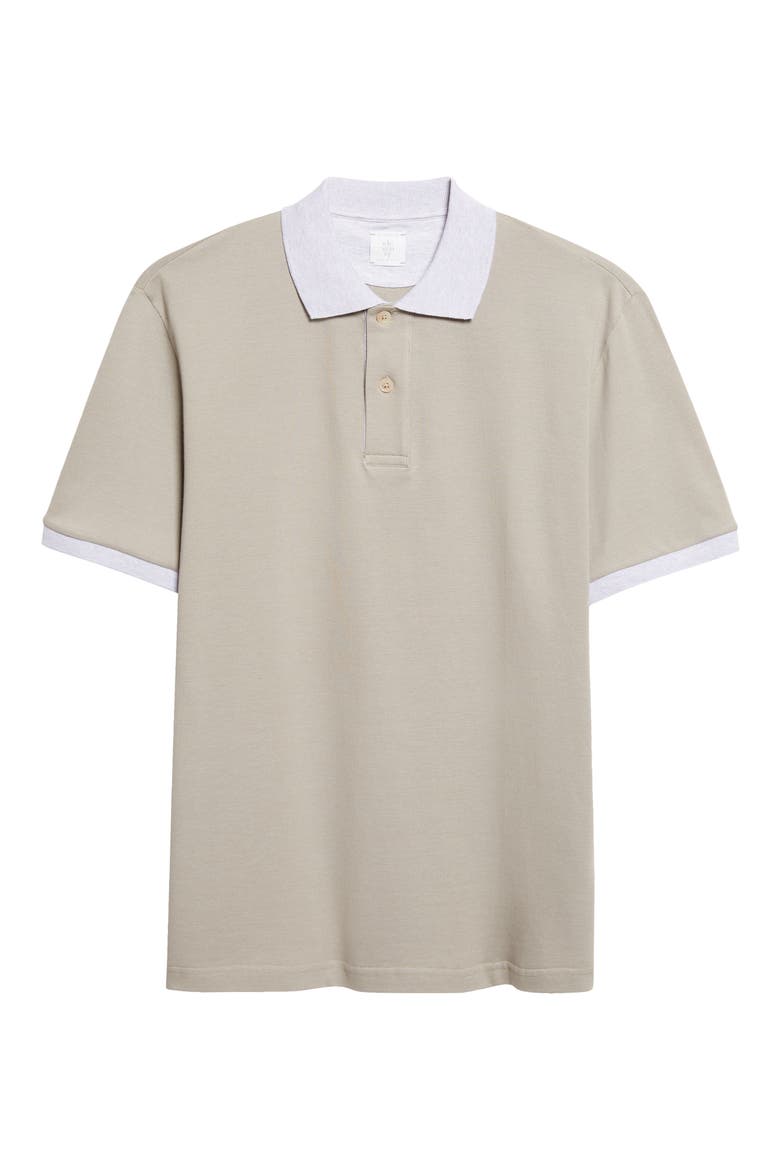 Contrast Trim Cotton Piqué Polo, Alternate, color, SAGE/ LIGHT GRAY