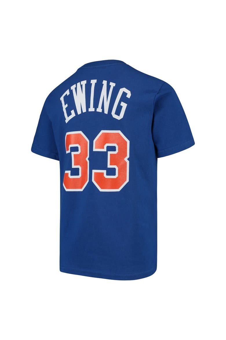Youth Mitchell & Ness Patrick Ewing Blue New York Knicks Hardwood Classics Name & Number T-Shirt, Alternate, color, Blue