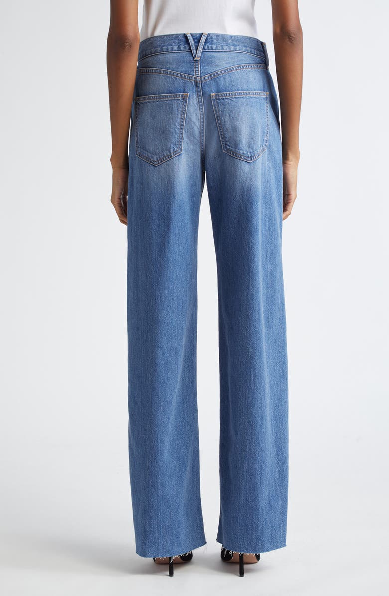 Veronica Beard Taylor High Waist Raw Hem Wide Leg Jeans, Alternate, color, Bright Lakeshore