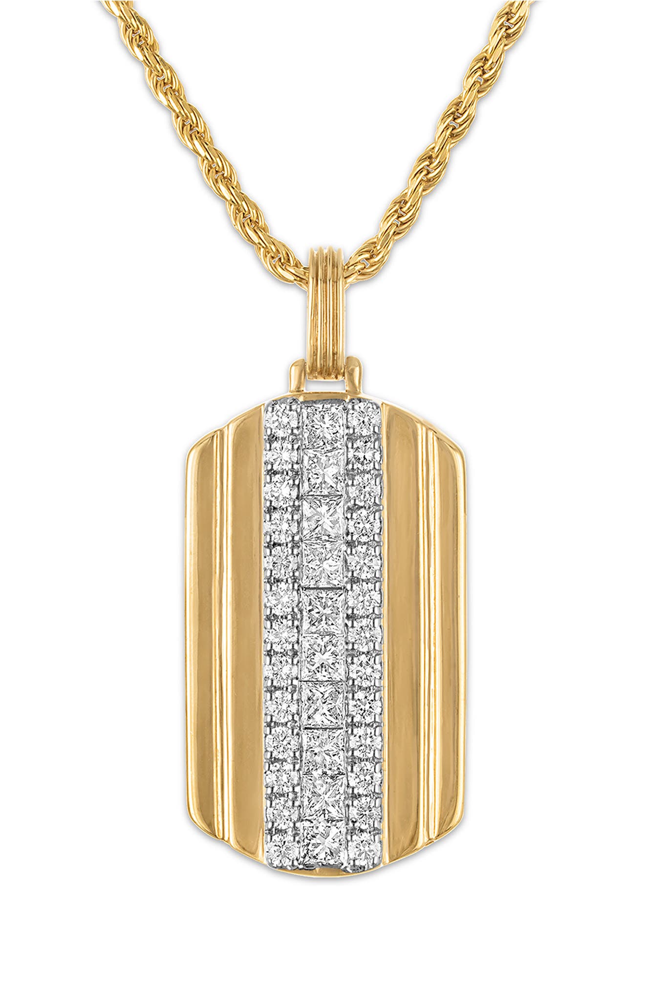 Esquire Diamond Dog Tag Pendant Necklace