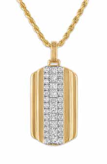 Esquire Diamond Dog Tag Pendant Necklace