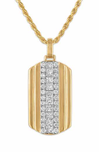 Esquire Diamond Dog Tag Pendant Necklace