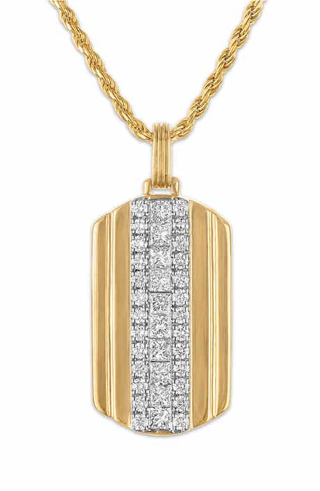 Esquire Diamond Dog Tag Pendant Necklace