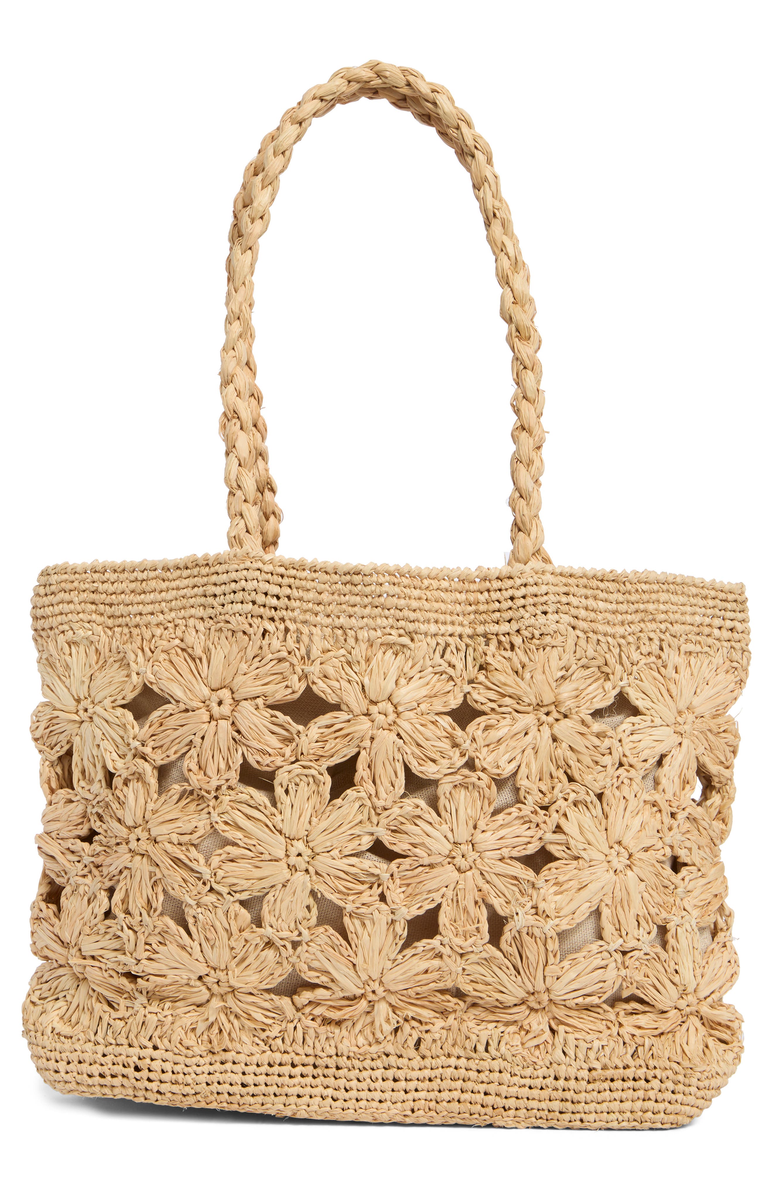 URBAN EXPRESSIONS HANDBAGS Raffia Tote, Alternate, color, Cream