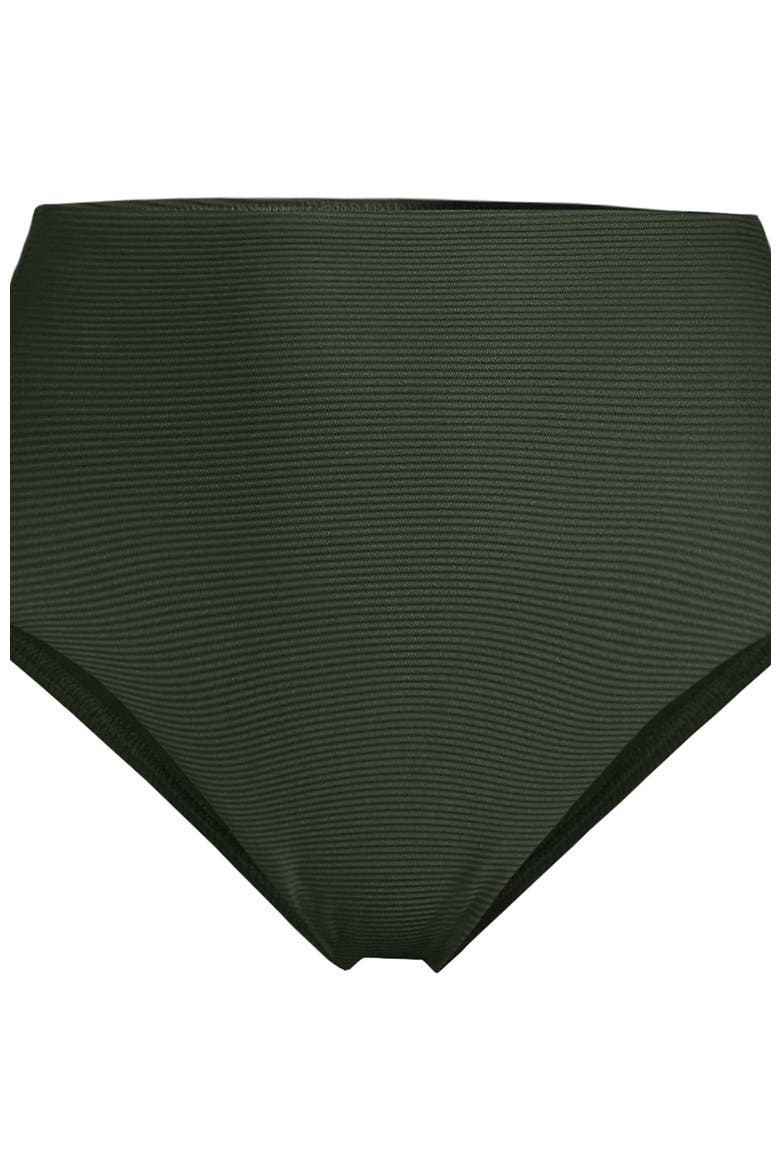 Ribbed Smoothing High Waisted Bikini Bottoms, Alternate, color, Rich Olive Green Ottoman