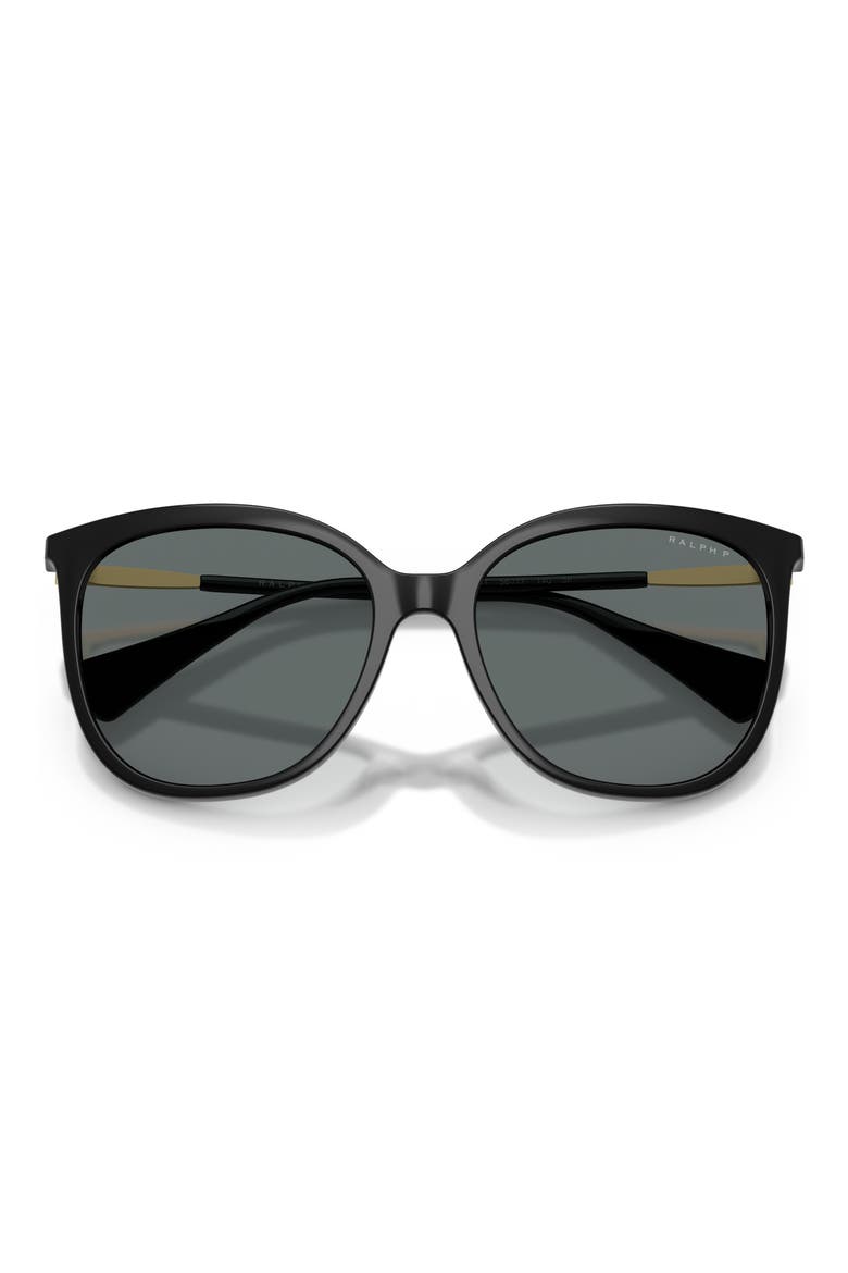 56mm Polarized Butterfly Sunglasses, Alternate, color, SHINY BLACK / POLAR DARK GREY