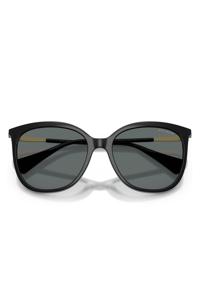 RALPH 56mm Polarized Butterfly Sunglasses, Alternate, color, Shiny Black / Polar Dark Grey