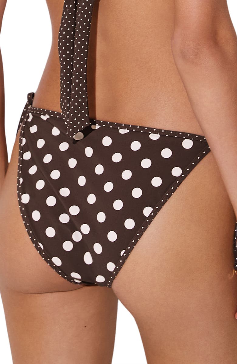 Reiss Hennel Polka Dot Bikini Bottoms, Alternate, color, Chocolate Brown