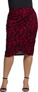 24seven Comfort Apparel Print Ruched Knee Length Skirt