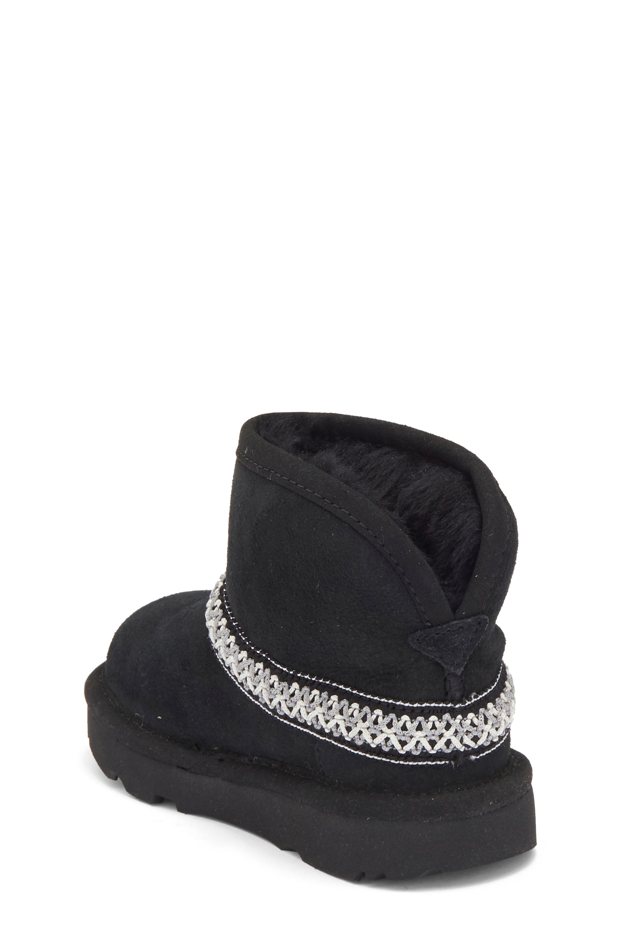 UGG<sup>®</sup> Kids' Classic Faux Fur Mini Crescent Boot, Alternate, color, Black