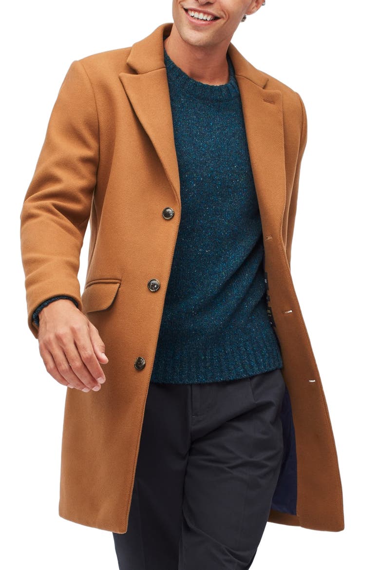 The Stretch Wool Blend Water Repellent Topcoat, Main, color, CAMEL