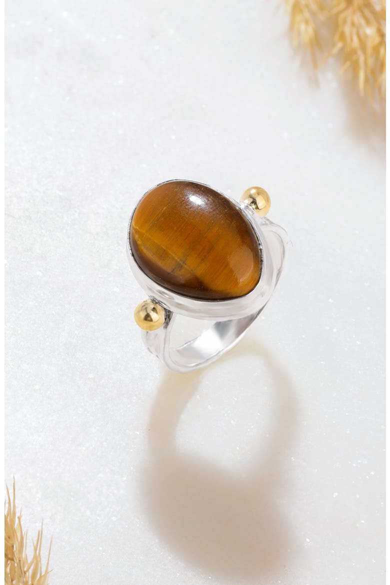 Tiger's Eye Ring, Alternate, color, BROWN
