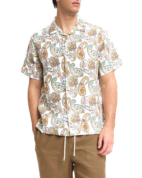 Peninsula Swimwear Casablanca Linen Bowling Shirt In Multi